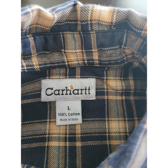 Carhartt Plaid Flannel Shirt Mens L Long Sleeve Regular Fit - Picture 9 of 11